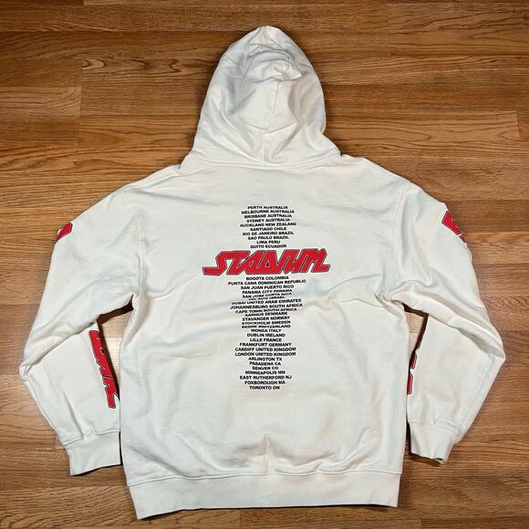 Justin Bieber Mens H&M Purpose Stadium Tour White Hoodie 2017 Sz Large Preowned - Picture 6 of 10